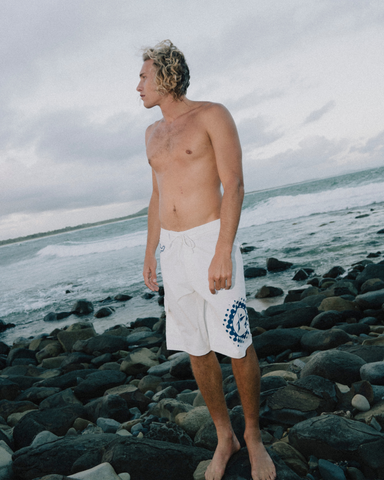 Man wearing Letty Boardshort in White