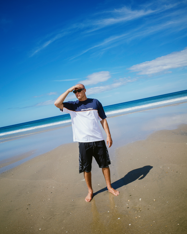 Man wearing Infinity Short Sleeve Tee in White