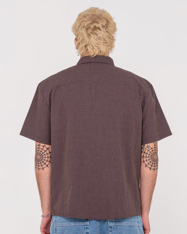 Man wearing Business Time Short Sleeve Shirt in Pinecone