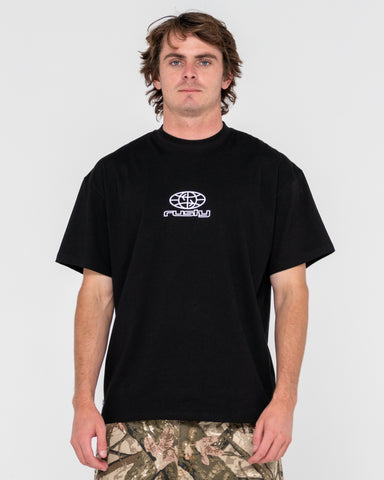 Man wearing Life Cycle Short Sleeve Tee in Black