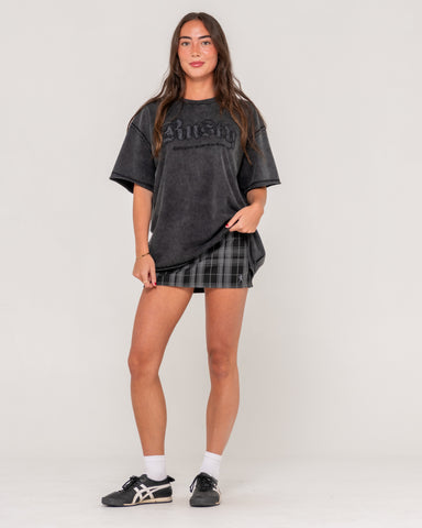 Woman wearing Roxanne Feeln Rusty Oversize Tee in Black