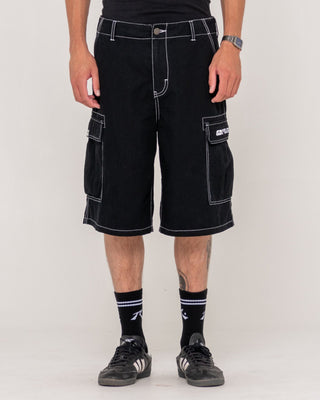 Man wearing Commando Rippa Cargo Short in Black