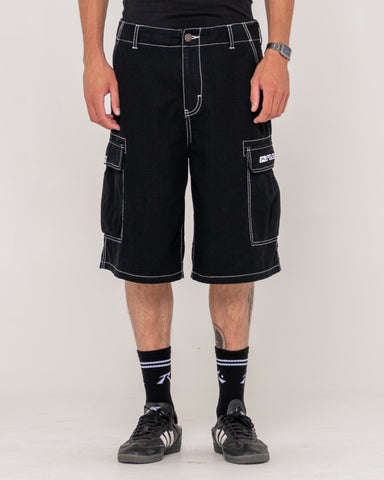 Man wearing Commando Rippa Cargo Short in Black