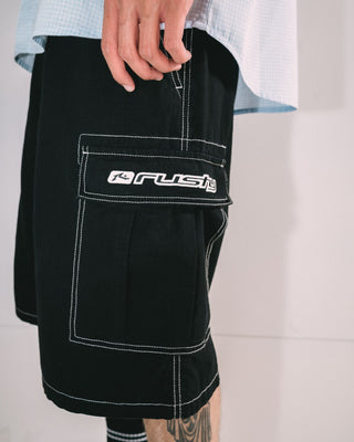 Man wearing Commando Rippa Cargo Short in Black