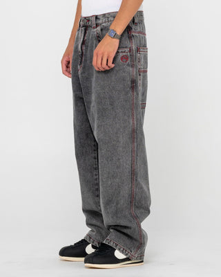 Man wearing Redemption Baggy Jean in Washed Black