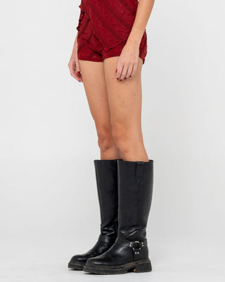 Woman wearing Corny Low Rise Bloomer in Cranberry
