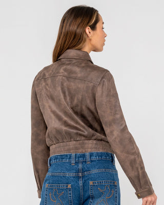 Woman wearing Ally-way Fitted Jacket in Ash Brown