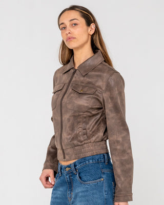 Woman wearing Ally-way Fitted Jacket in Ash Brown