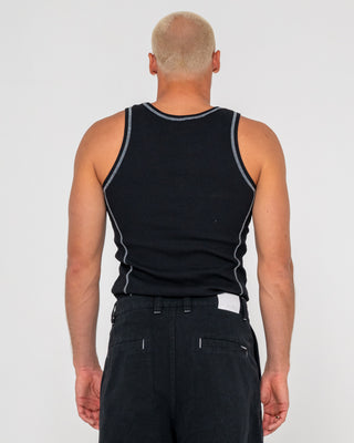 Man wearing Slack Jack Ribbed Heavy Tank in Black
