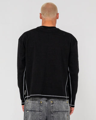 Man wearing Slack Jack Long Sleeve Heavy Tee in Black