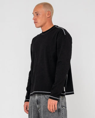 Man wearing Slack Jack Long Sleeve Heavy Tee in Black