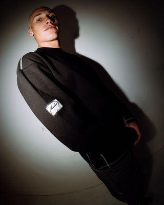 Man wearing Slack Jack Long Sleeve Heavy Tee in Black