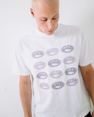 Man wearing Heat Check Short Sleeve Tee in White