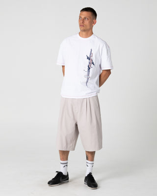 Man wearing Enigma Pleated Short in Stone