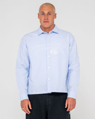 Man wearing Freaker Long Sleeve Shirt in Sky Blue