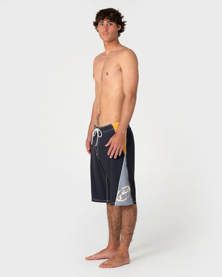 Man wearing Sandglass Fixed Waist Boardshort in Coal