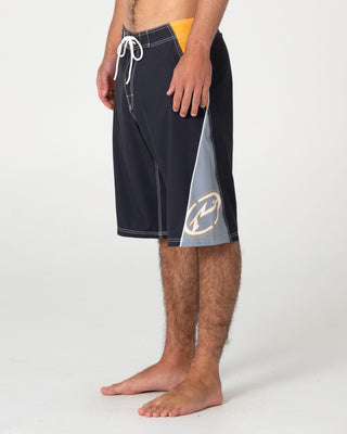 Man wearing Sandglass Fixed Waist Boardshort in Coal