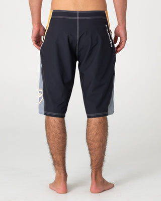 Man wearing Sandglass Fixed Waist Boardshort in Coal