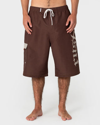 Man wearing Oosla Hybrid Waist Boardshort in Pinecone