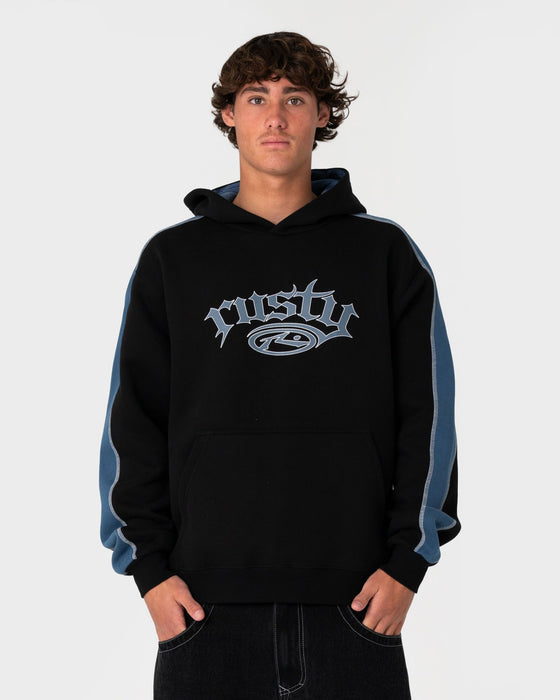 man-wearing-scream-hooded-fleece-in-black