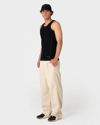Man wearing Shindawg Pleated Baggy Pant in Abbey Stone