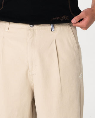 Man wearing Shindawg Pleated Baggy Pant in Abbey Stone