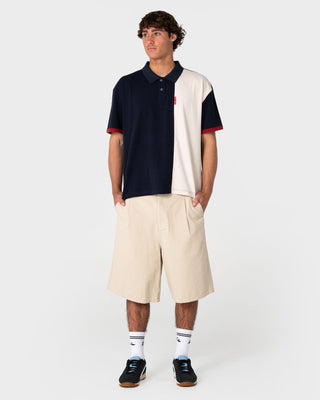 Man wearing Pop Up Short Sleeve Polo in Navy Blue