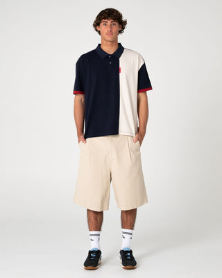Man wearing Pop Up Short Sleeve Polo in Navy Blue