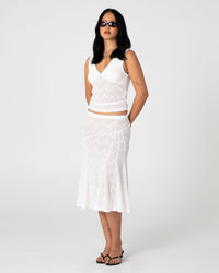 Roma Low Rise Lace Midi Skirt