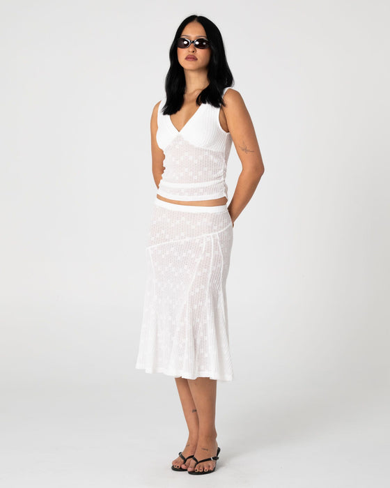 woman-wearing-roma-low-rise-lace-midi-skirt-in-white