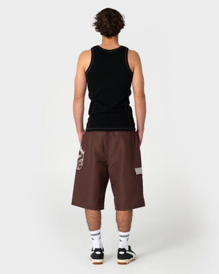 Man wearing Slack Jack Ribbed Heavy Tank in Black-2