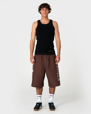Man wearing Slack Jack Ribbed Heavy Tank in Black-2