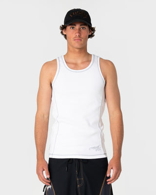 Man wearing Slack Jack Ribbed Heavy Tank in White