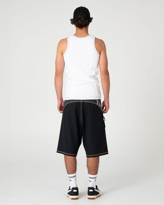 Man wearing Slack Jack Ribbed Heavy Tank in White