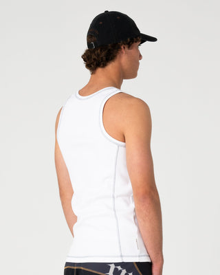 Man wearing Slack Jack Ribbed Heavy Tank in White