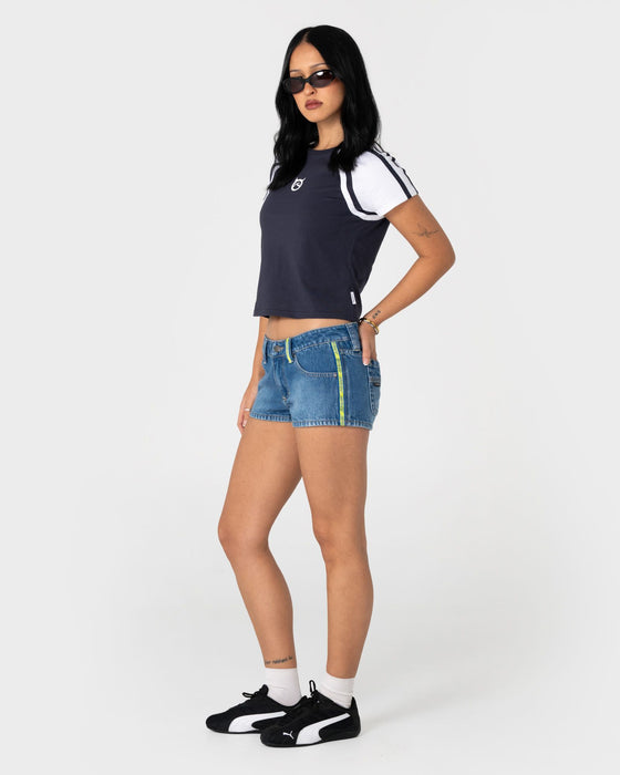 woman-wearing-devil-baby-raglan-cap-sleeve-tee-in-navy-white