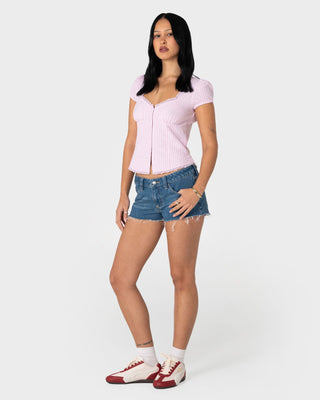 Woman wearing Low Key Micro Mini Short in Dirty Dazzler Mid