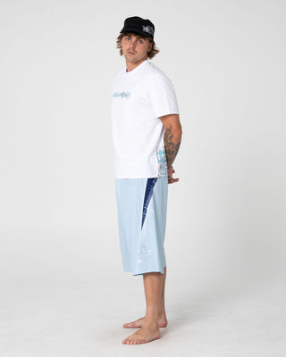 Man wearing Viper Fixed Waist Boardshort in Sky Blue