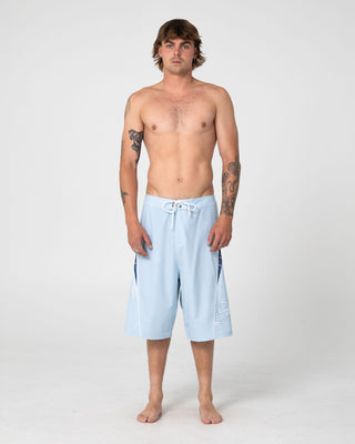 Man wearing Viper Fixed Waist Boardshort in Sky Blue