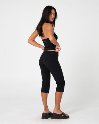 Woman wearing Hot Daym Halter Top in Black