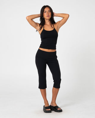 Woman wearing Hot Daym Halter Top in Black