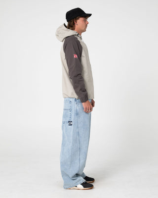 Man wearing General Snus Zip-thru Jacket in Stone