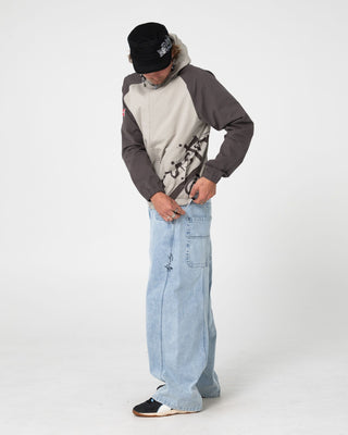 Man wearing General Snus Zip-thru Jacket in Stone