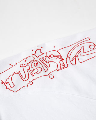 Man wearing Huff N Puff Long Sleeve Tee in White