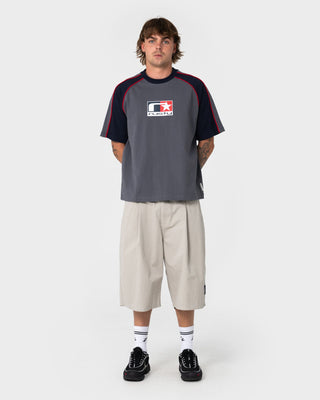 Man wearing Tekka Short Sleeve Tee in Steel