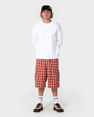 Man wearing Screwdriva Elastic Cargo Short in Red