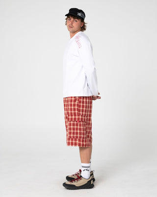 Man wearing Screwdriva Elastic Cargo Short in Red