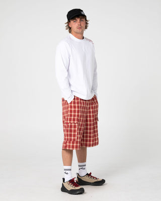 Man wearing Screwdriva Elastic Cargo Short in Red