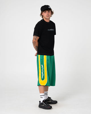 Man wearing Hoopty Elastic Sports Short in Boston Green