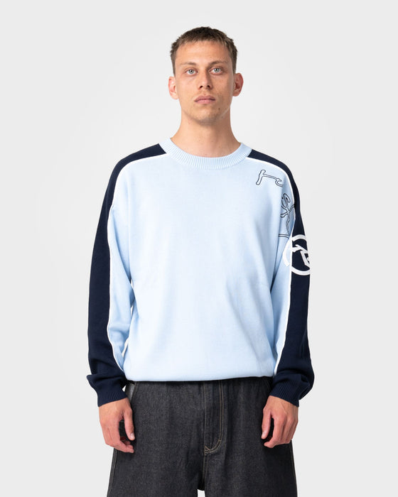 man-wearing-panela-anderson-knitted-crew-in-ice-blue
